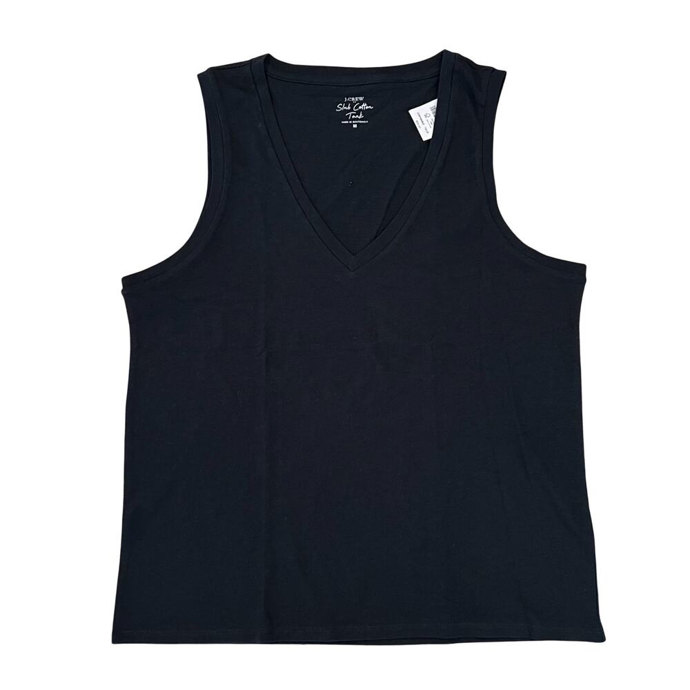 NWT J. Crew Black Vintage Slub Cotton V-Neck Tank Top - SIZE MEDIUM